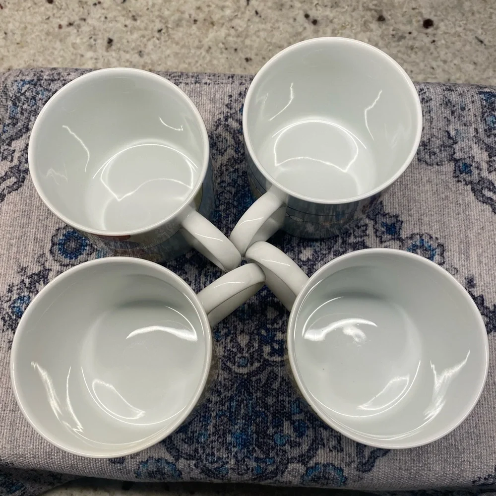 Set of 4 Vintage Frank Lloyd Wright MoMA Geometric coffee mugs 1998.